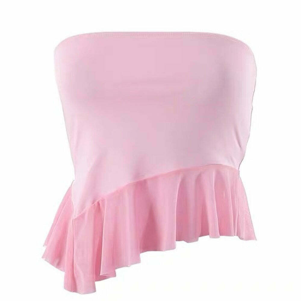 Coquette Ruffle Tube Top - Trendy Y2K Fashion for Stylish Outfits and Streetwear