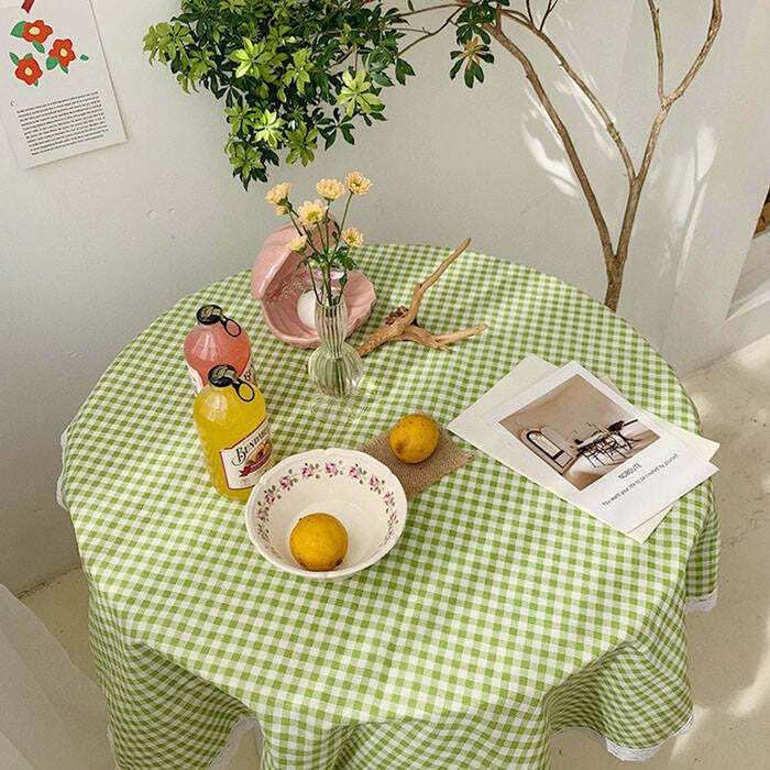 Cottagecore Gingham Tablecloth - Y2K Style for Trendy Home Decor and Aesthetic Gatherings