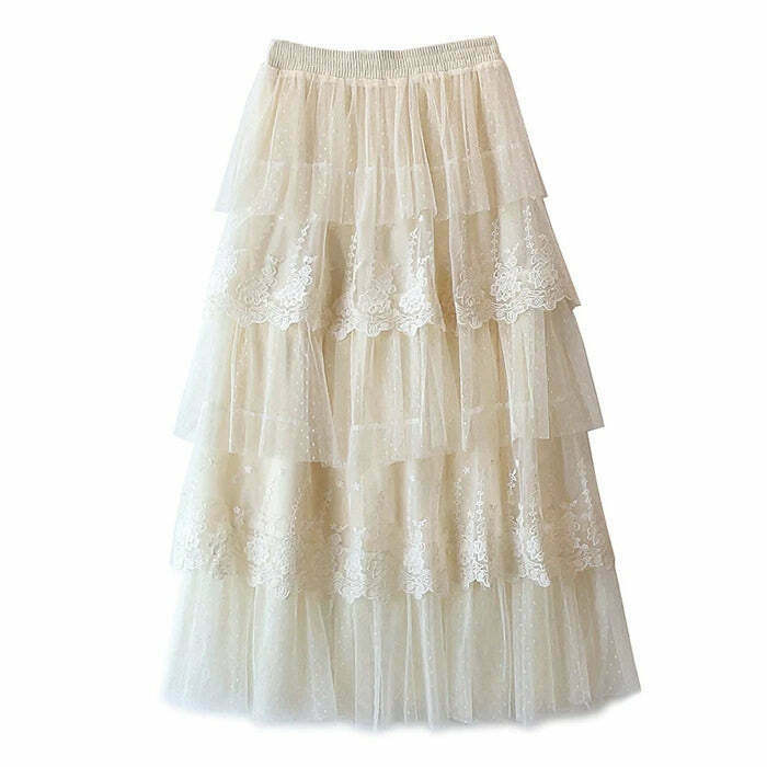 Cottagecore Lace Long Skirt - Y2K Style Fashion for Trendy Outfits & Grunge Looks
