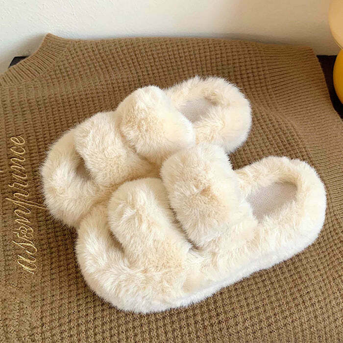 Cozy Fluffy Platform Slippers for Y2K Style Outfits and Trendy Summer Looks