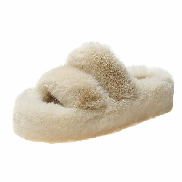 Cozy Fluffy Platform Slippers for Y2K Style Outfits and Trendy Summer Looks