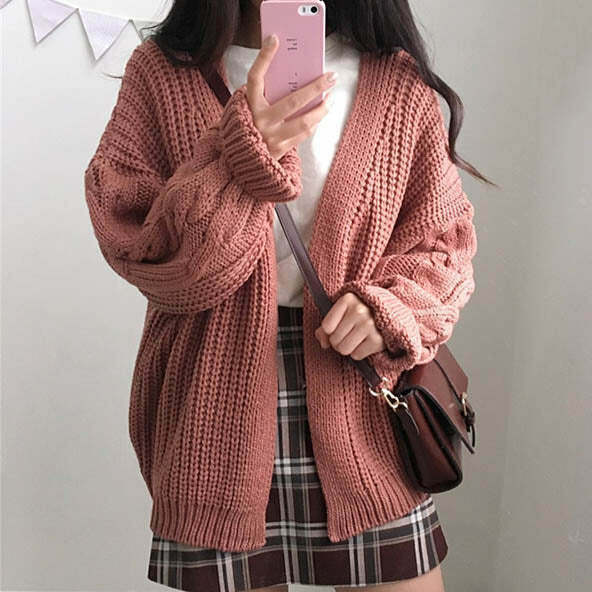 Cozy Hygge Cardigan for Y2K Style: Perfect for Grunge, Gen Z, and Trendy Outfits