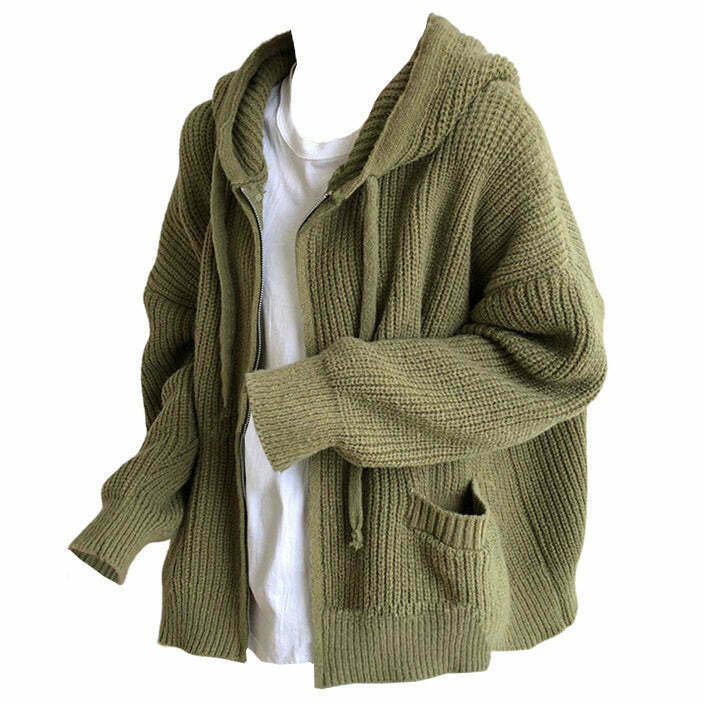 Cozy Hygge Knit Zip Up Hoodie for Y2K Fashion: Cute Grunge Look & Stylish Outfits 2024