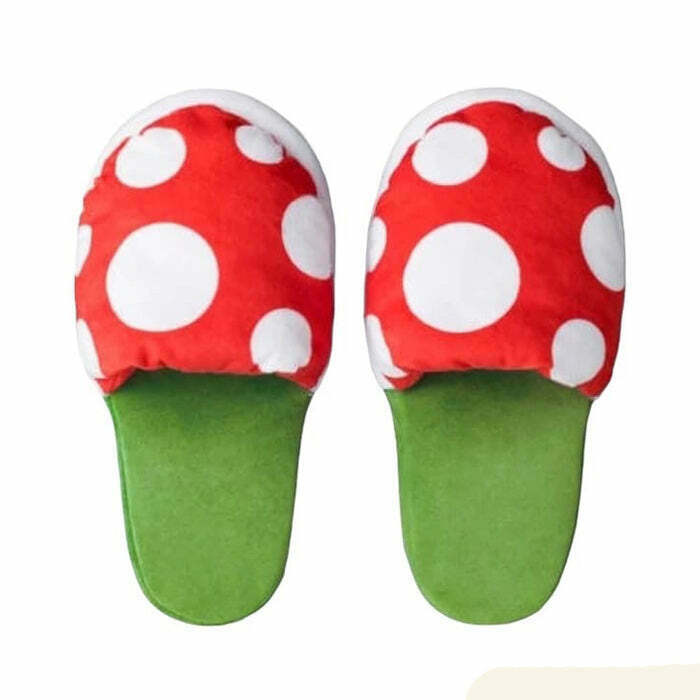 Cozy Mushroom Slippers for Y2K Style: Perfect for Winter Outfits and Grunge Fashion 2024