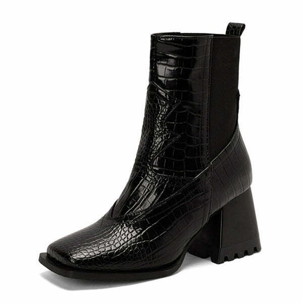 Crime Time Heeled Chelsea Boots - Trendy Y2K Grunge Footwear for Stylish Outfits