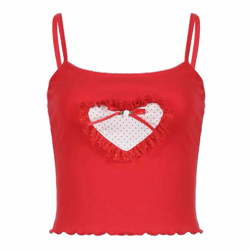 Crimson Heart Crop Top - Trendy Y2K Fashion for Kids, Perfect for Dance and Everyday Wear