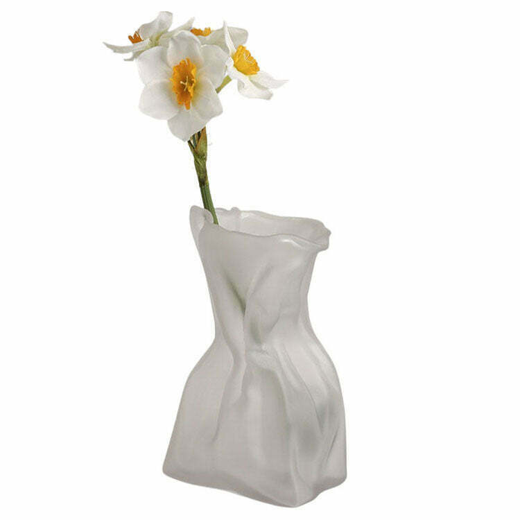 Crumpled Paper Glass Flower Vase - Y2K Retro Aesthetic Home Decor for Trendy Outfits