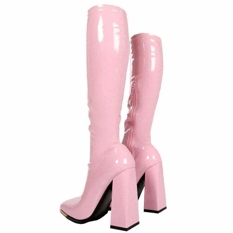 Danish Pastel Aesthetic Vinyl Boots for Y2K Style: Trendy 90s-Inspired Footwear