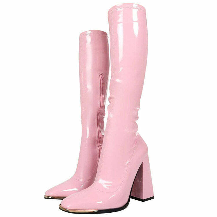 Danish Pastel Aesthetic Vinyl Boots for Y2K Style: Trendy 90s-Inspired Footwear