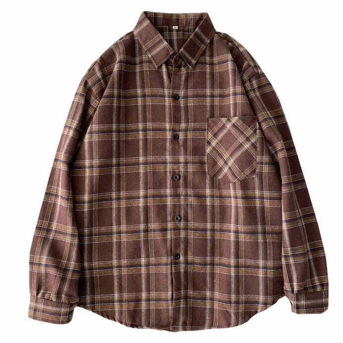 Dark Academia Aesthetic Plaid Shirt - Y2K Fashion Essential for Grunge & Boho Styles