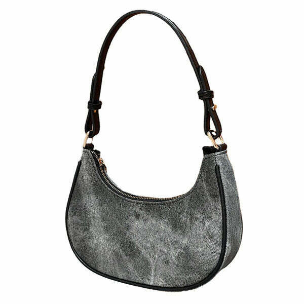 Dark Washed Hobo Bag - Trendy Y2K Fashion Accessory for Stylish Outfits and Looks