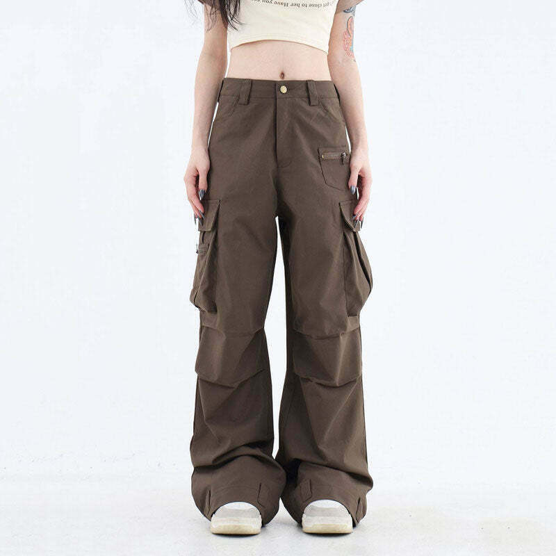 Downtown Girl Brown Cargo Pants - Trendy Y2K Style for Grunge and Casual Outfits