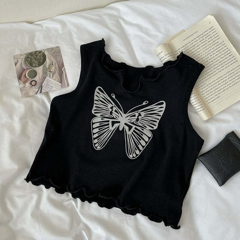 Downtown Girl Butterfly Crop Tee - Retro Y2K Style Shirt for Trendy 90s Outfits