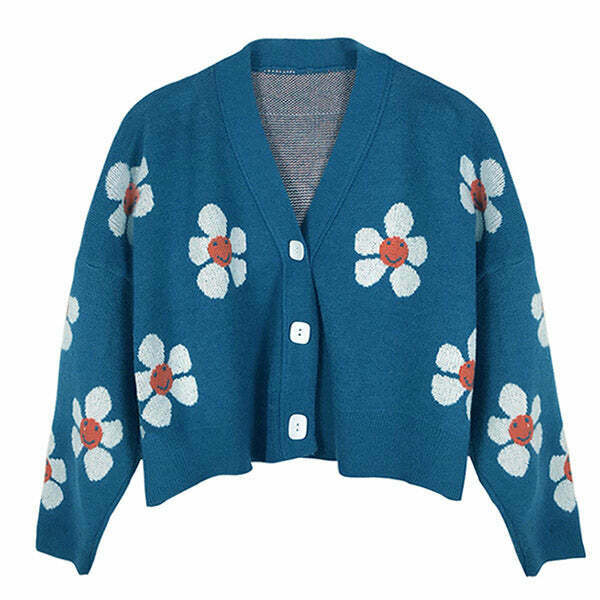 Dreams of Daisies Cardigan - Y2K Style Grunge Fashion for Modern Outfits & Jeans