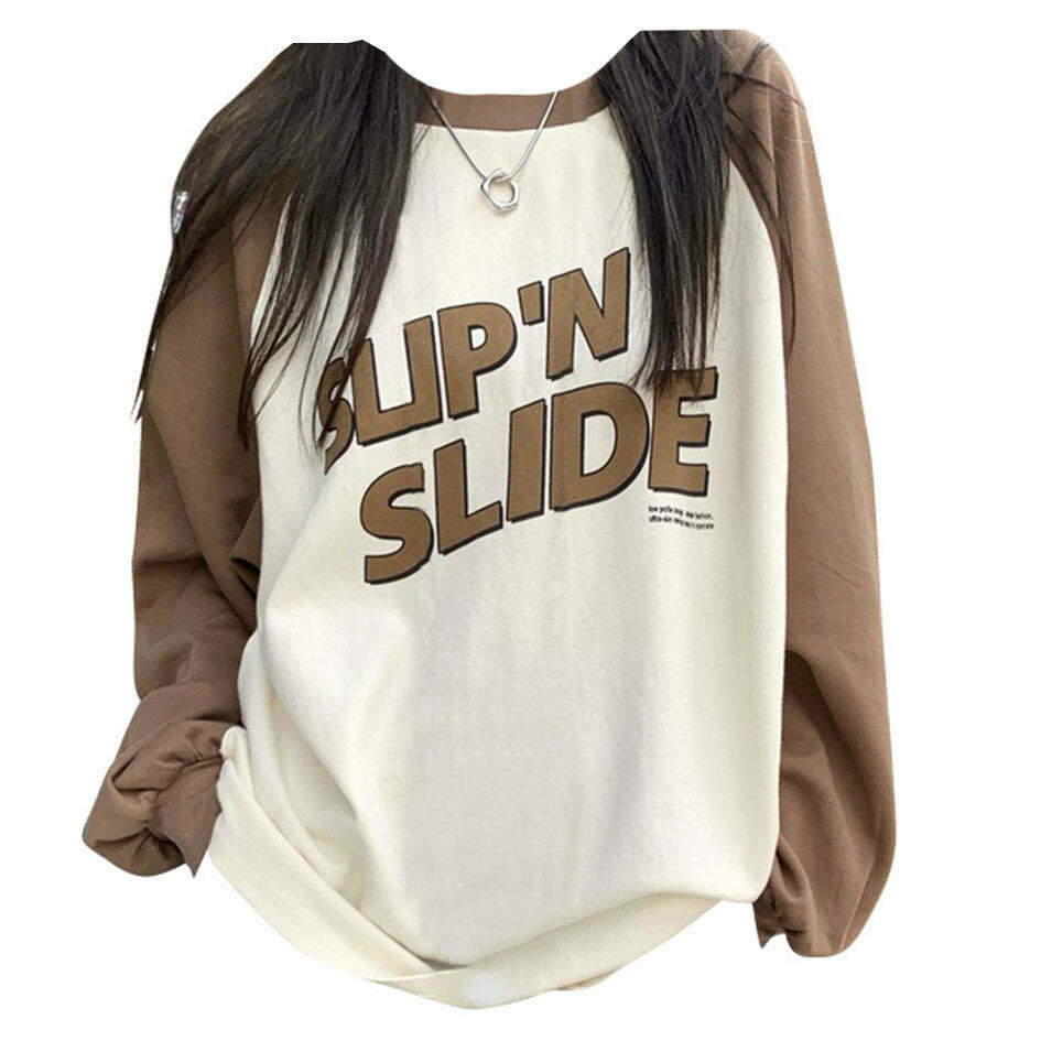 Edgy Y2K Slip n Slide Sweatshirt for Trendy Outfits - Perfect for Y2K Fashion Lovers