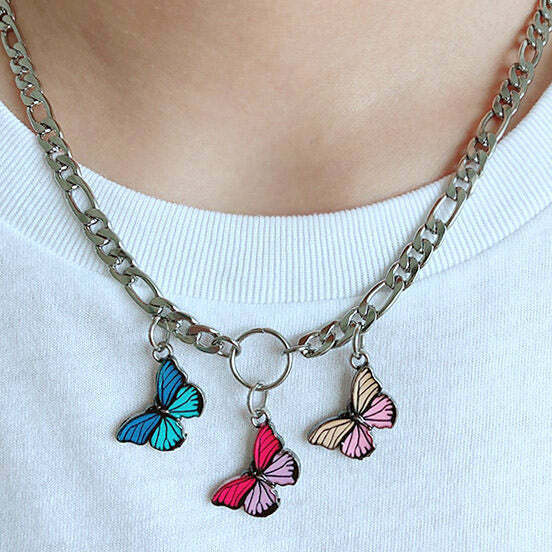 Elegant Papillon Necklace - Y2K Fashion Statement for Trendy Outfits and Accessories