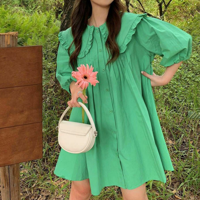 Enchanting Fairycore Little Green Dress - Y2K Style for Trendy Fashion Enthusiasts