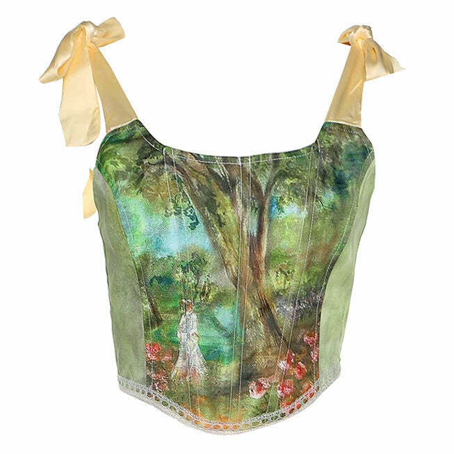 Enchanting Forest Fairy Corset Top - Y2K Grunge Fashion for a Magical Look