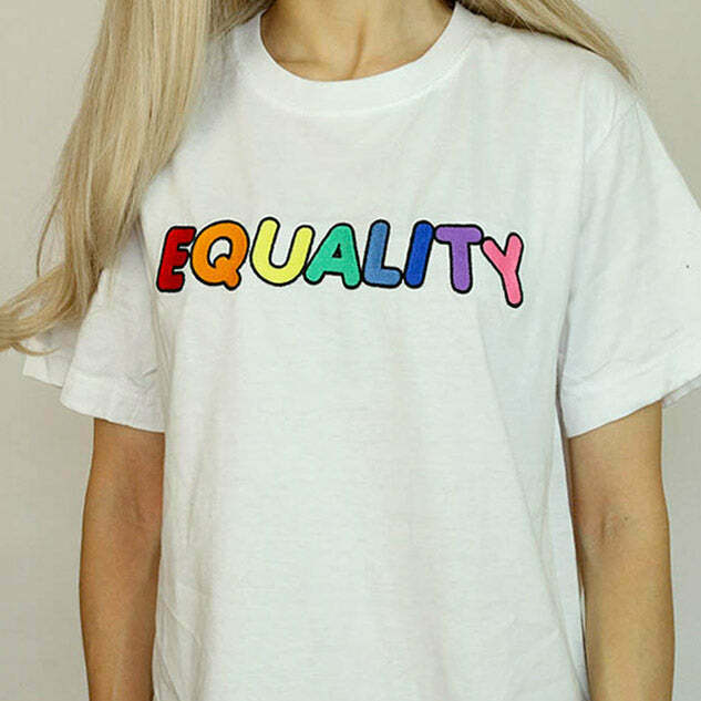 Equality Embroidered Tee - Trendy Y2K Fashion for Street Style Enthusiasts