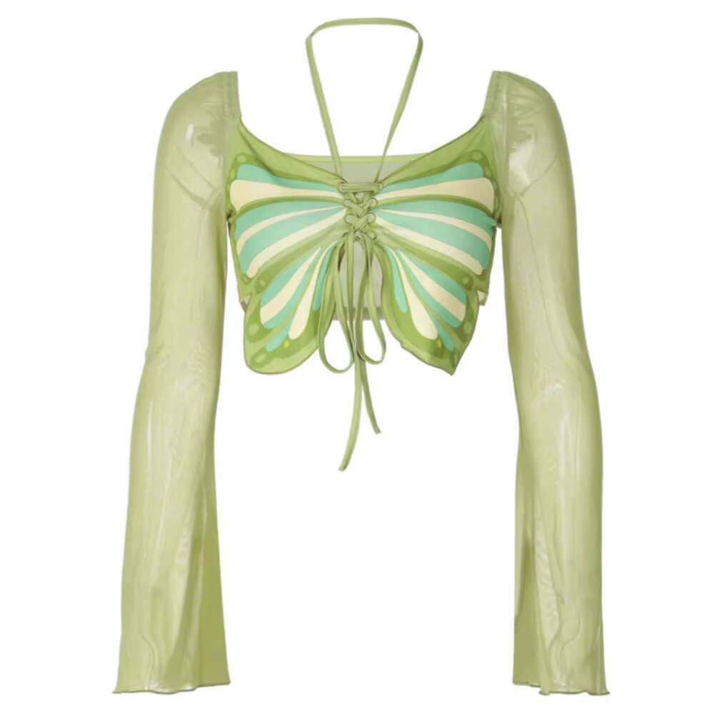 Fairy Butterfly Halter Crop Top - Trendy Y2K Fashion for Stylish Outfits and Looks