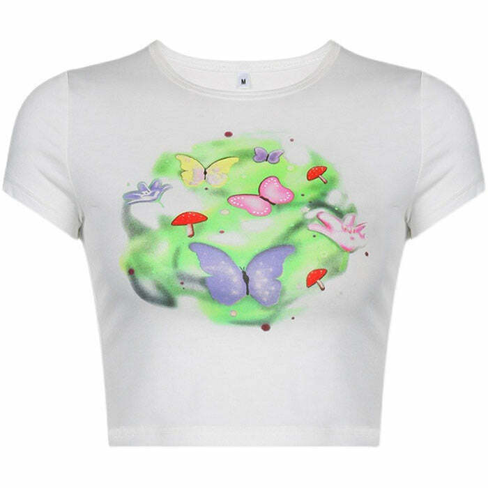 Fairy Garden Crop Top - Trendy Y2K Fashion for Women | Baggy Outfits & Popstar Styles