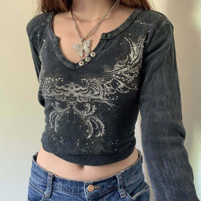 Fairy Grunge Aesthetic Crop Top - Trendy Y2K Fashion for Unique Autumn Outfits