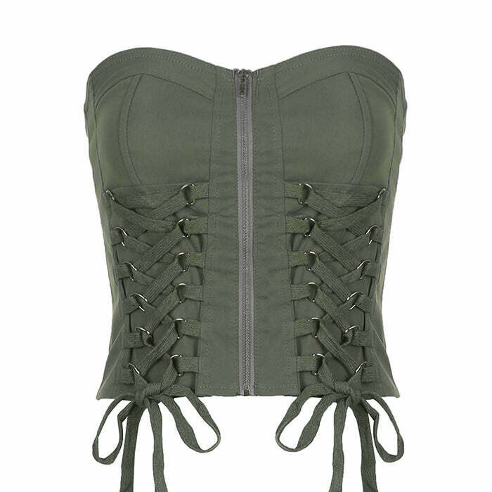 Fairy Grunge Lace Up Corset Top - Y2K Fashion Essential for Unique Duo Outfits 2024