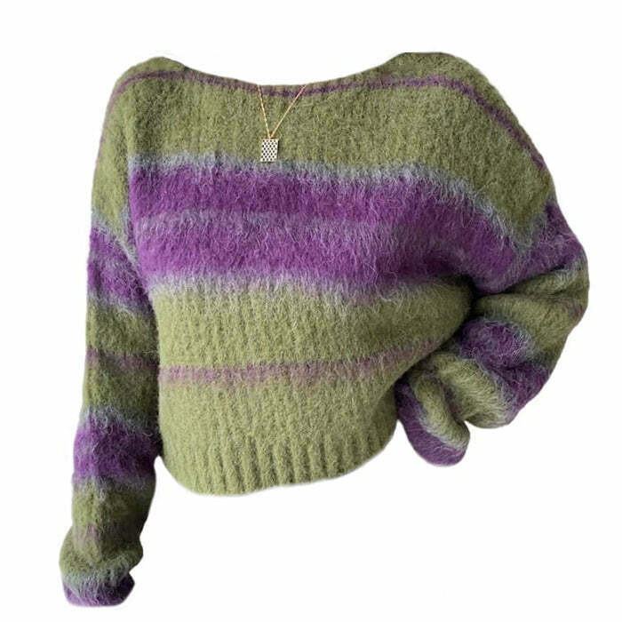 Fairy Grunge Striped Sweater - Trendy Y2K Skater Style for Unique Fashion Lovers