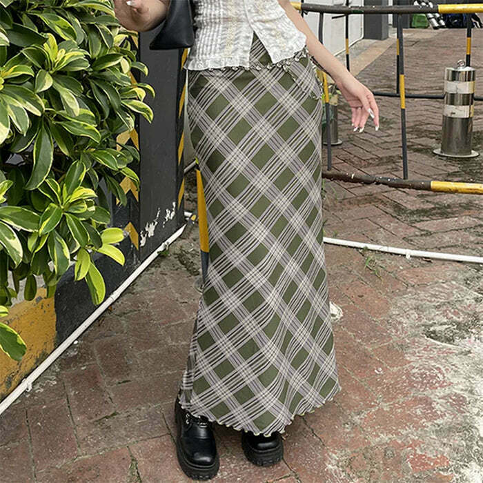 Fairycore Plaid Maxi Skirt - Trendy Y2K Fashion for Effortless Style and Comfort