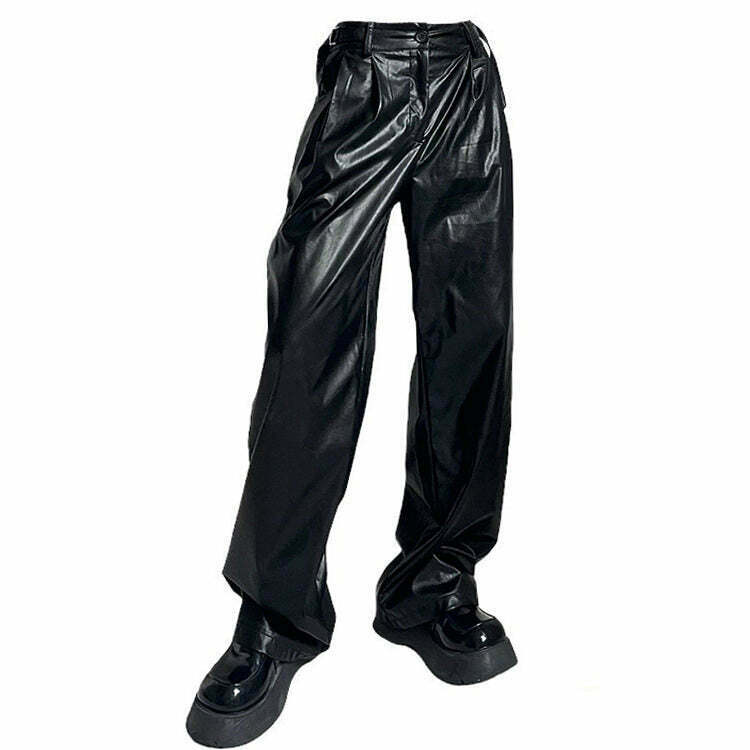 Faux Leather Grunge Pants for Women - Y2K 2000s Fashion & Trendy Outfits