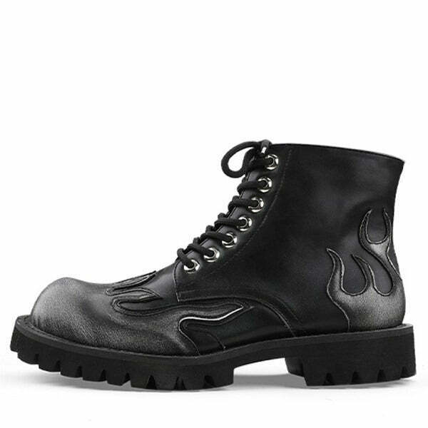 Feel The Burn Cow Print Combat Boots - Y2K Emo Style for Rave and Aesthetic Fashion