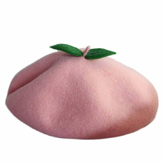 Feelin' Peachy Beret - Trendy Y2K Fashion Accessory for Stylish Men and Women