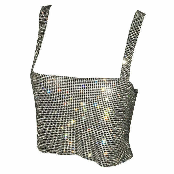 Feelin' So Icy Rhinestone Top - Y2K Urban Fashion for Trendy Fall Outfits