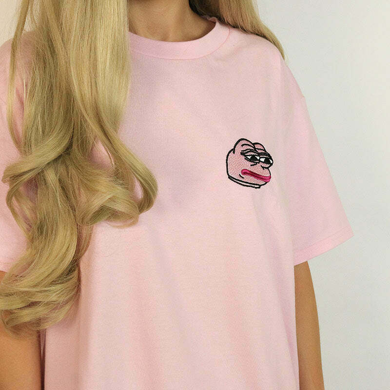 Feelz Bad Face T-Shirt in Pink - Trendy Y2K Fashion for 2024 & 2025 Style Enthusiasts