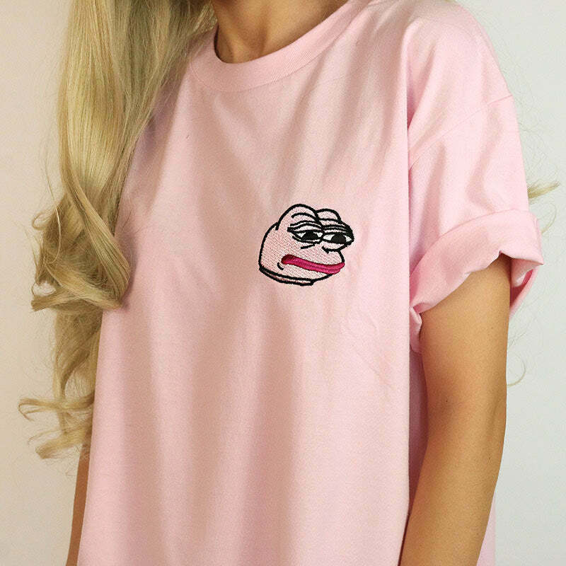 Feelz Bad Face T-Shirt in Pink - Trendy Y2K Fashion for 2024 & 2025 Style Enthusiasts