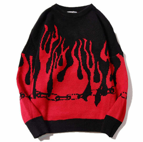 Flamin' Sweater: Iconic Y2K Fashion for Street Style, Grunge, and Baggy Outfits