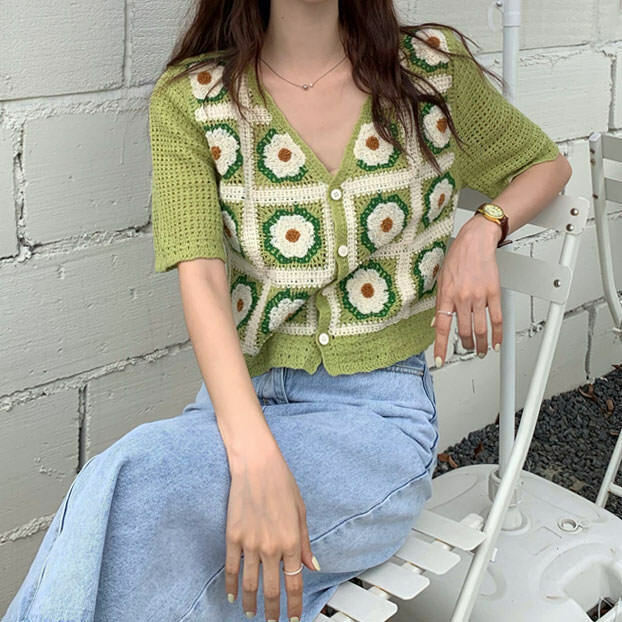 Flower Garden Crochet Top - Trendy Y2K Crochet Top for Stylish Spring Outfits