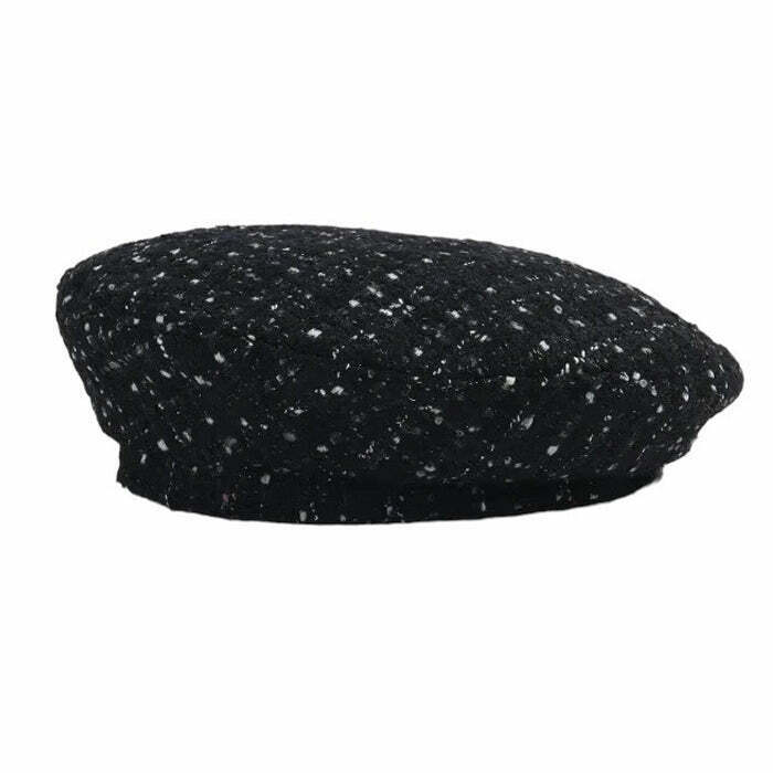 French Girl Aesthetic Tweed Beret - Y2K Fashion Must-Have for Trendy Outfits