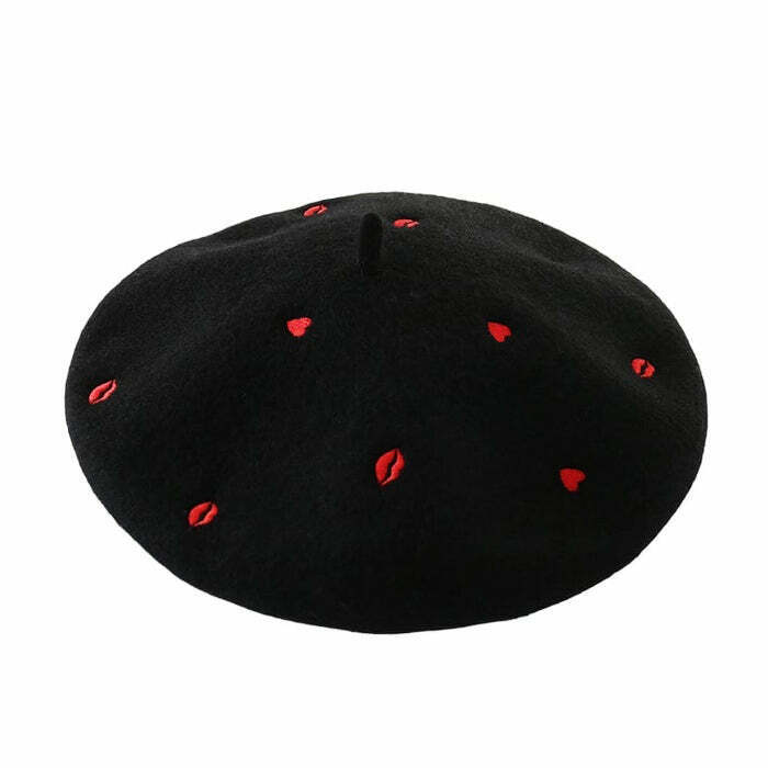 French Kiss Wool Beret - Y2K Retro Fashion Accessory for Stylish Outfits and Looks