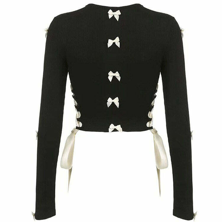 French Maid Cut Out Long Sleeve Top - Y2K Fashion Shirt in White for Cyber & Retro Styles