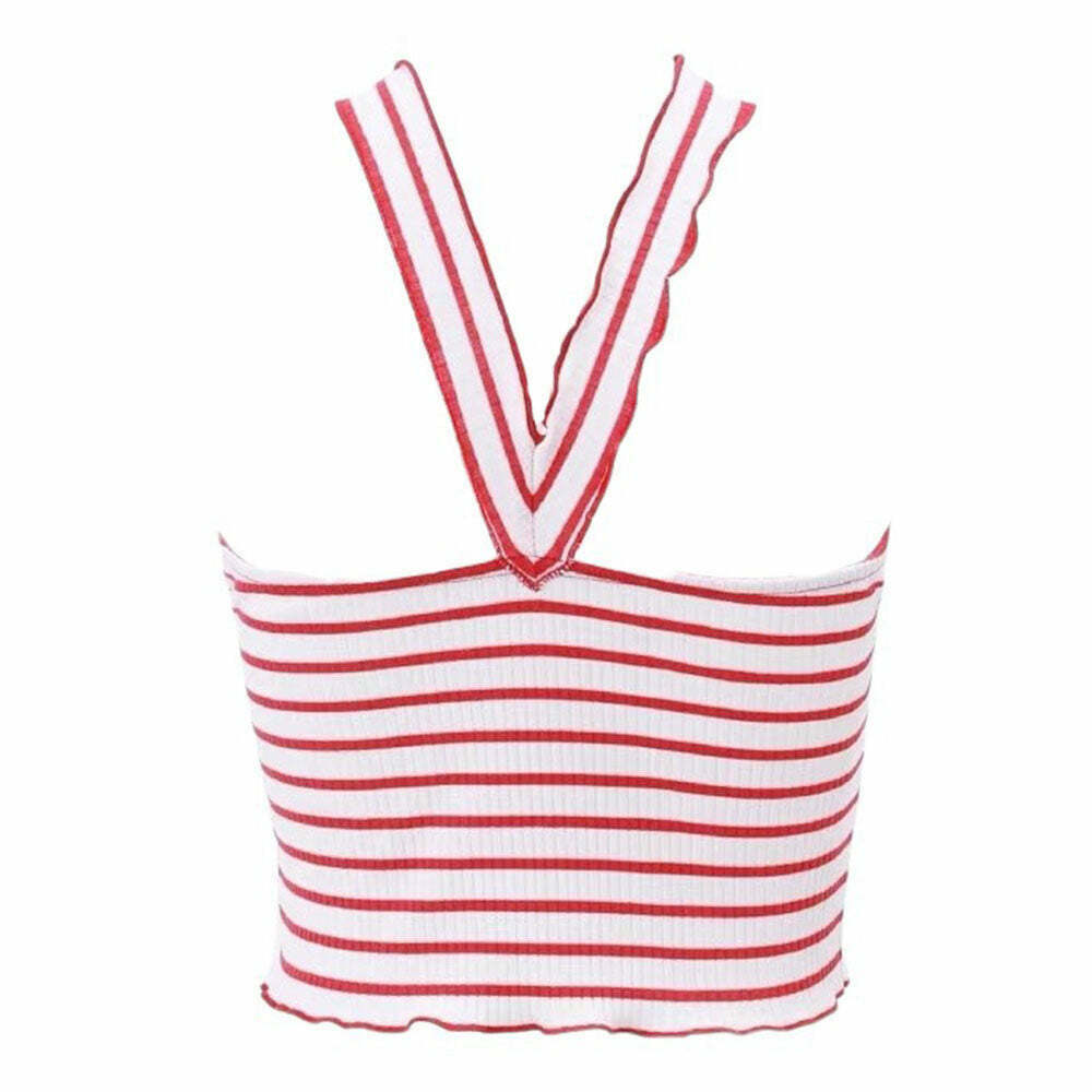 French Rose Striped Tube Top - Trendy Y2K Grunge Fashion for Parties and Everyday Wear