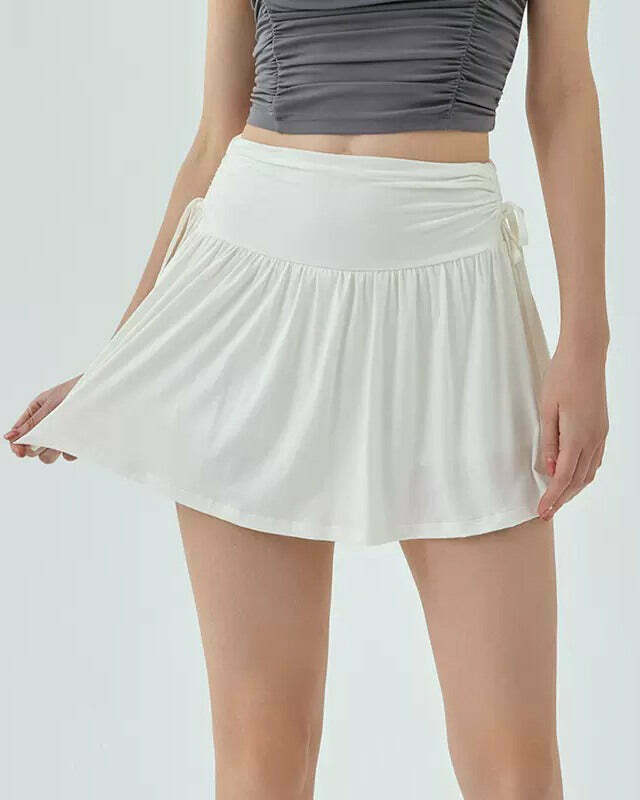 French Sun White Tennis Skirt - Y2K Sporty Fashion for Trendy Duo Outfits & Parties