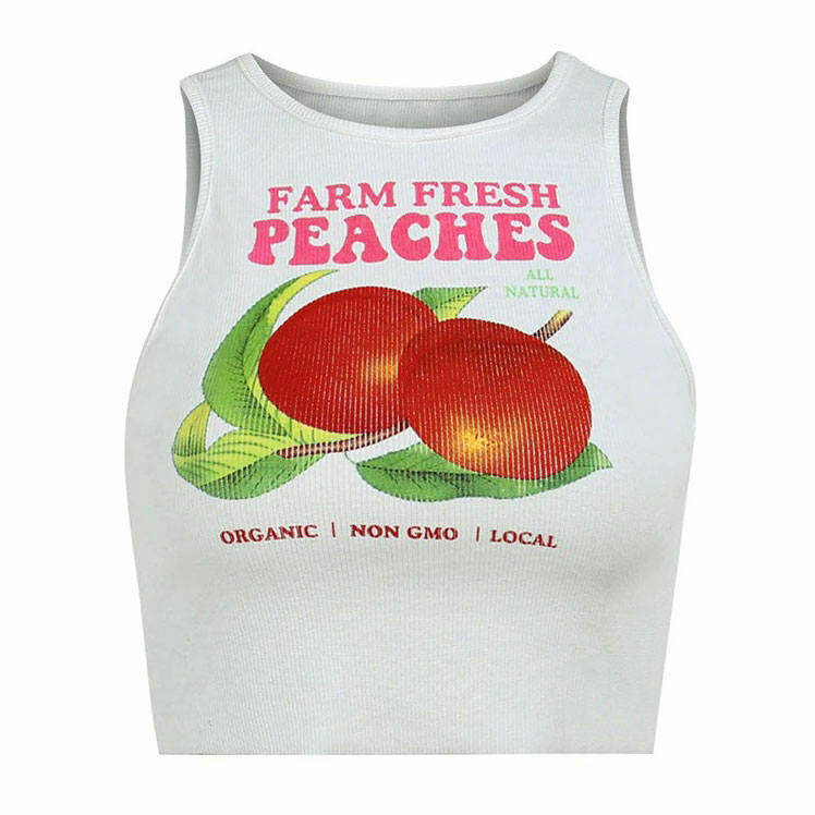 Fresh Peaches Ribbed Top - Trendy Y2K Style for Women, Perfect for Dance and Casual Outfits