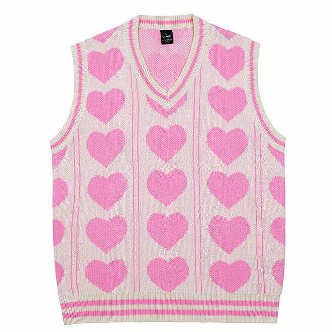 Funky Y2K Heart Vest for Teens - Retro Grunge Style Hoodie & Dark Outfits Collection