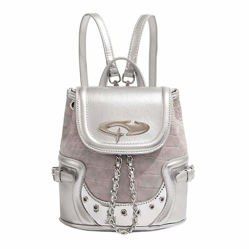 Future World Silver Mini Backpack - Trendy Y2K Fashion Accessory for Stylish Outfits