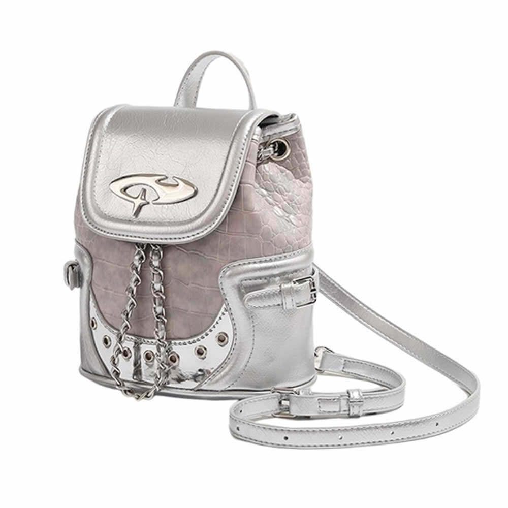 Future World Silver Mini Backpack - Trendy Y2K Fashion Accessory for Stylish Outfits