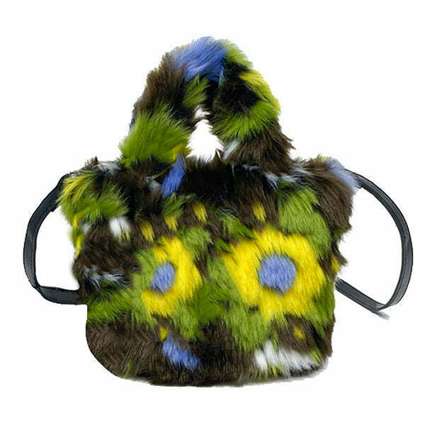 Fuzzy Flower Mini Bag - Trendy Y2K Fashion Accessory for Stylish 90s-Inspired Outfits