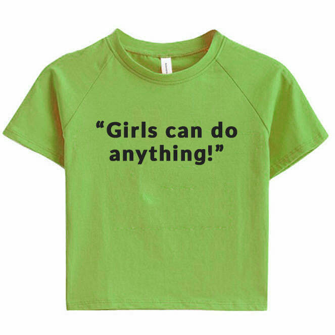 Girls Can Do Anything Crop Tee - Y2K Emo & Gothic Style for Trendy Summer Outfits