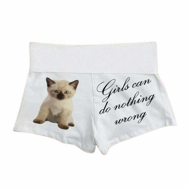 Girls Can Do Nothing Wrong Kitten Shorts - Trendy Y2K Style for Grunge and Cyber Fashion