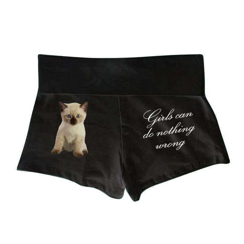 Girls Can Do Nothing Wrong Kitten Shorts - Trendy Y2K Style for Grunge and Cyber Fashion